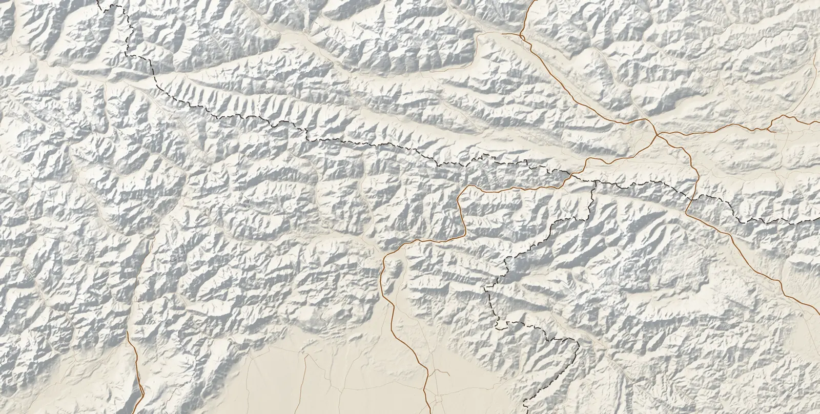 Carta in rilievo delle Alpi orientali fra Cortina, Lienz, Klagenfurt e Udine, con le nove località del confronto
